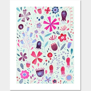 Kennington Flowers Watercolor Painting Posters and Art